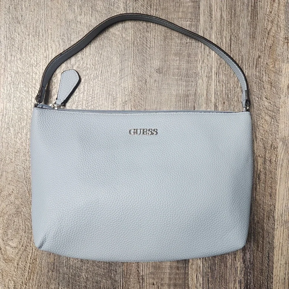 Guess Women's Faux Pebbled Texture Leather Baby Sky‎ Blue Shoulder Purse Spring